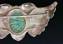1915 Marshall Field Handwrought Arts & Crafts Sterling Silver Scarab Wings Pin