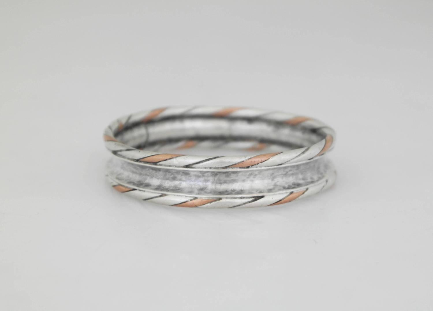 William Spratling Sterling Silver Copper Bangle Bracelet In Excellent Condition In New York, NY