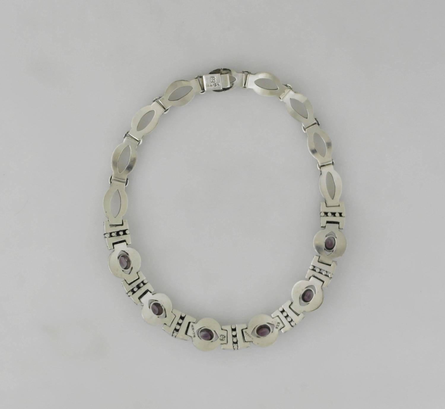 Women's or Men's Los Ballesteros Amethysts Sterling Silver Necklace For Sale
