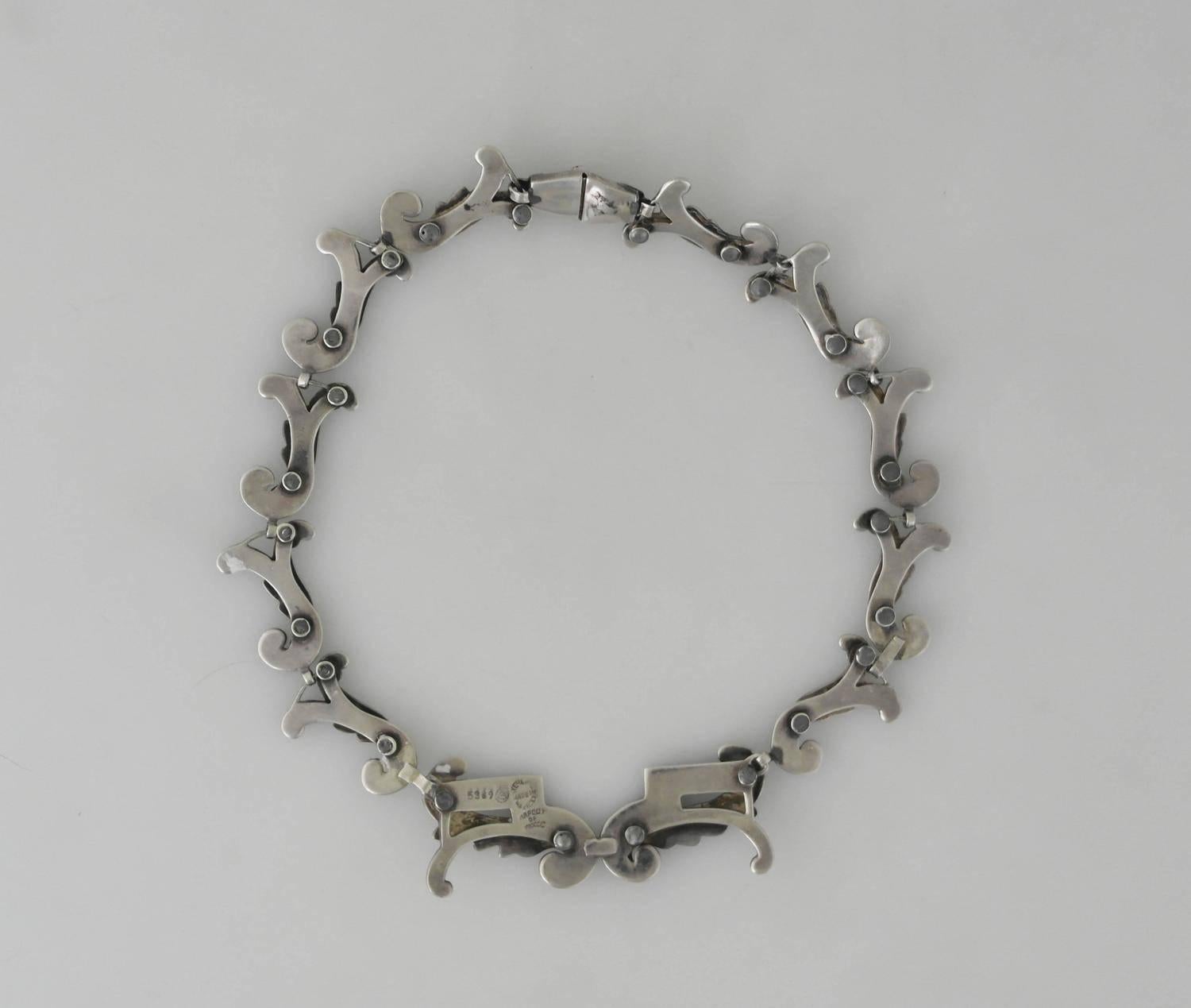 Women's Margot De Taxco Enamel Sterling Silver Necklace For Sale