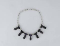 Taxco Sterling Silver and Amethysts Drop Necklace