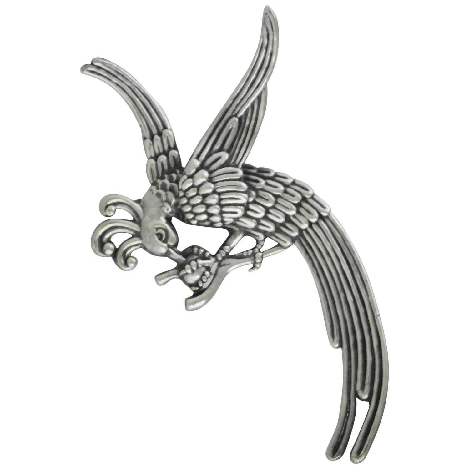 Los Castillo Sterling Silver Bird Motif Brooch For Sale