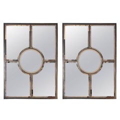 Pair of Solid Brass Beveled 'Quadrature' Mirrors by Design Frères