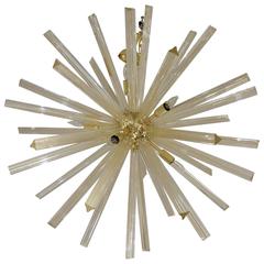 Italian Gold Infused Murano Glass and Brass Sputnik Chandelier 1