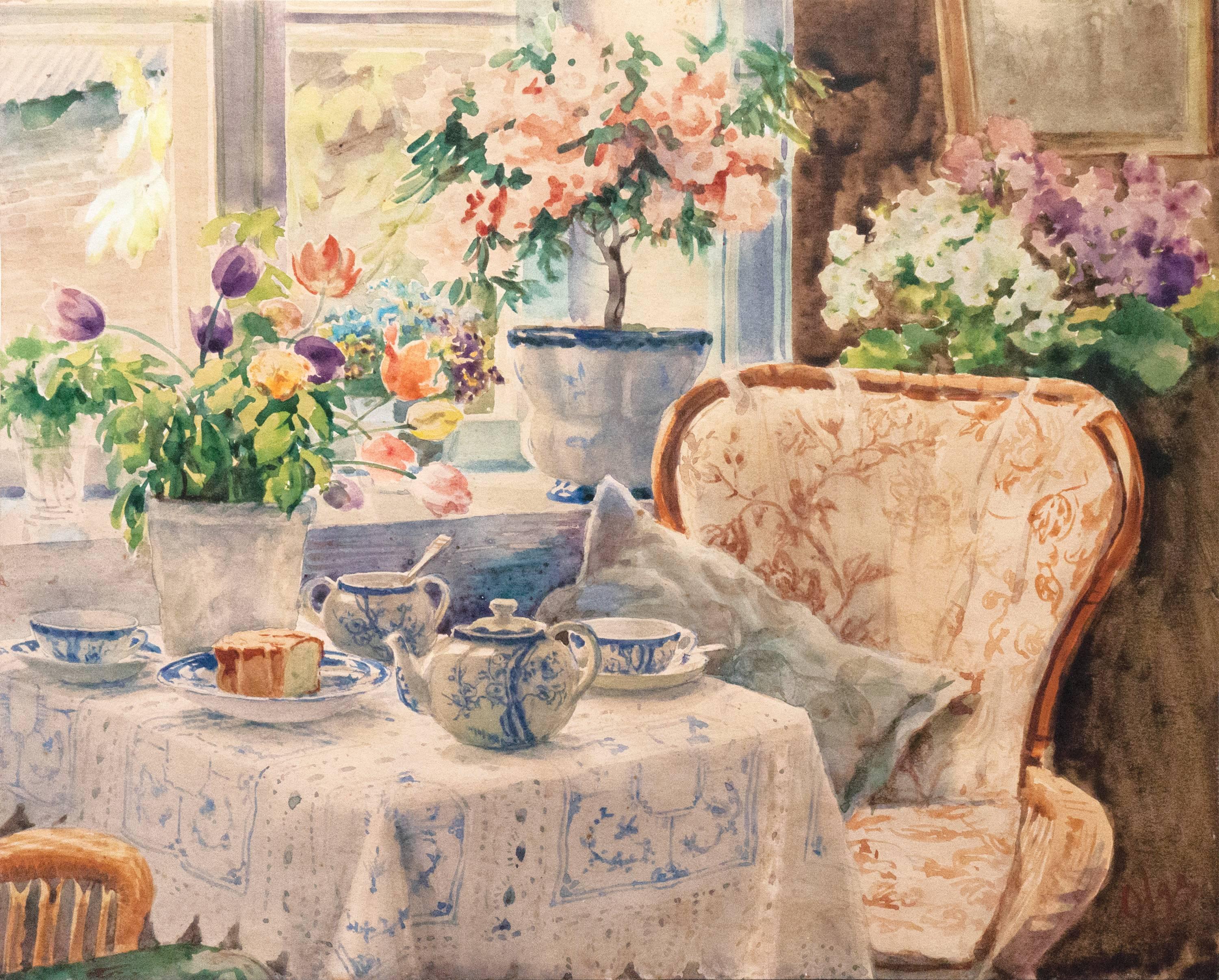 Olga Alexandrovna Interior Art - The Tea Table, Knudsminde Farm