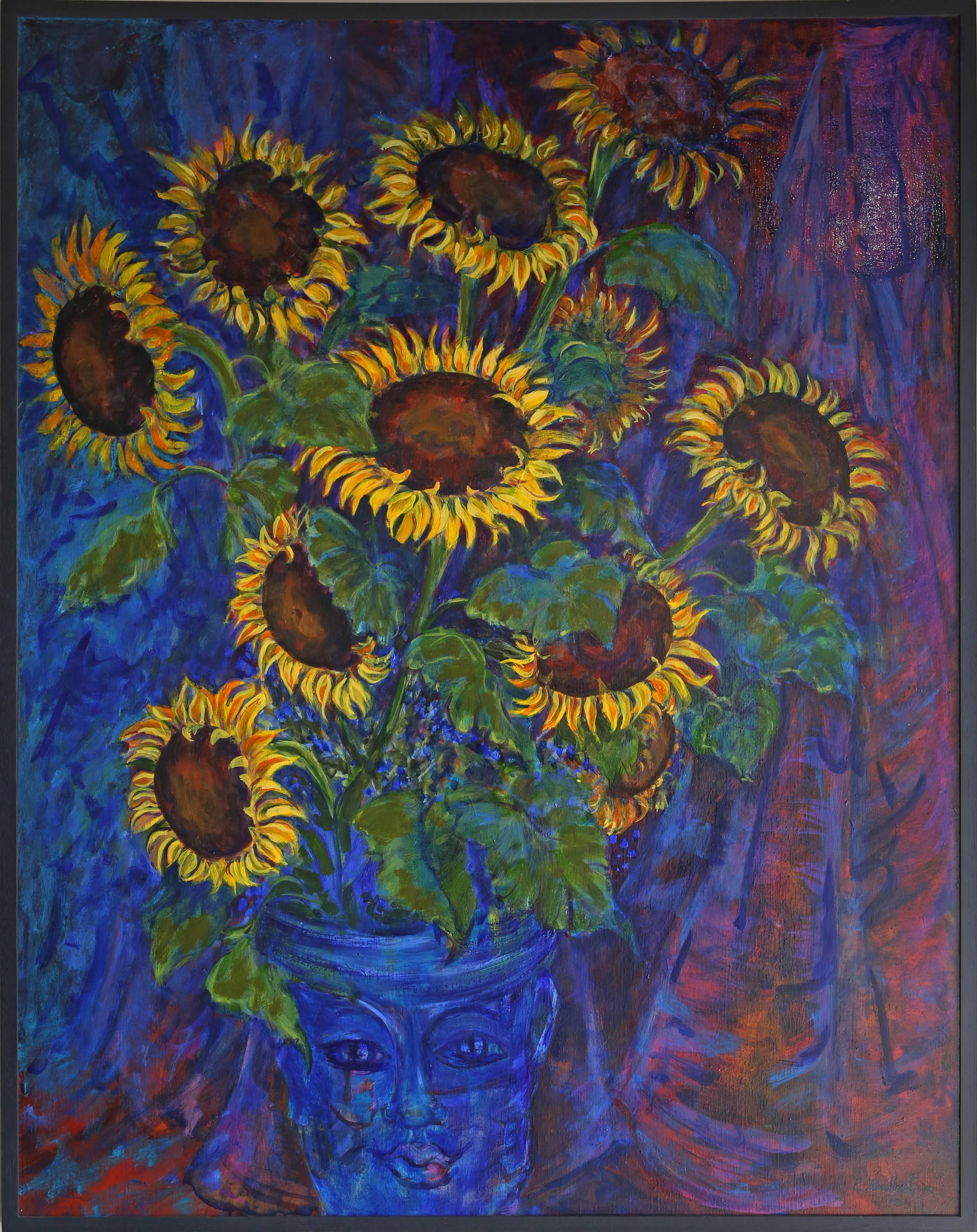 Evelyne Ballestra Figurative Painting - Sunflowers