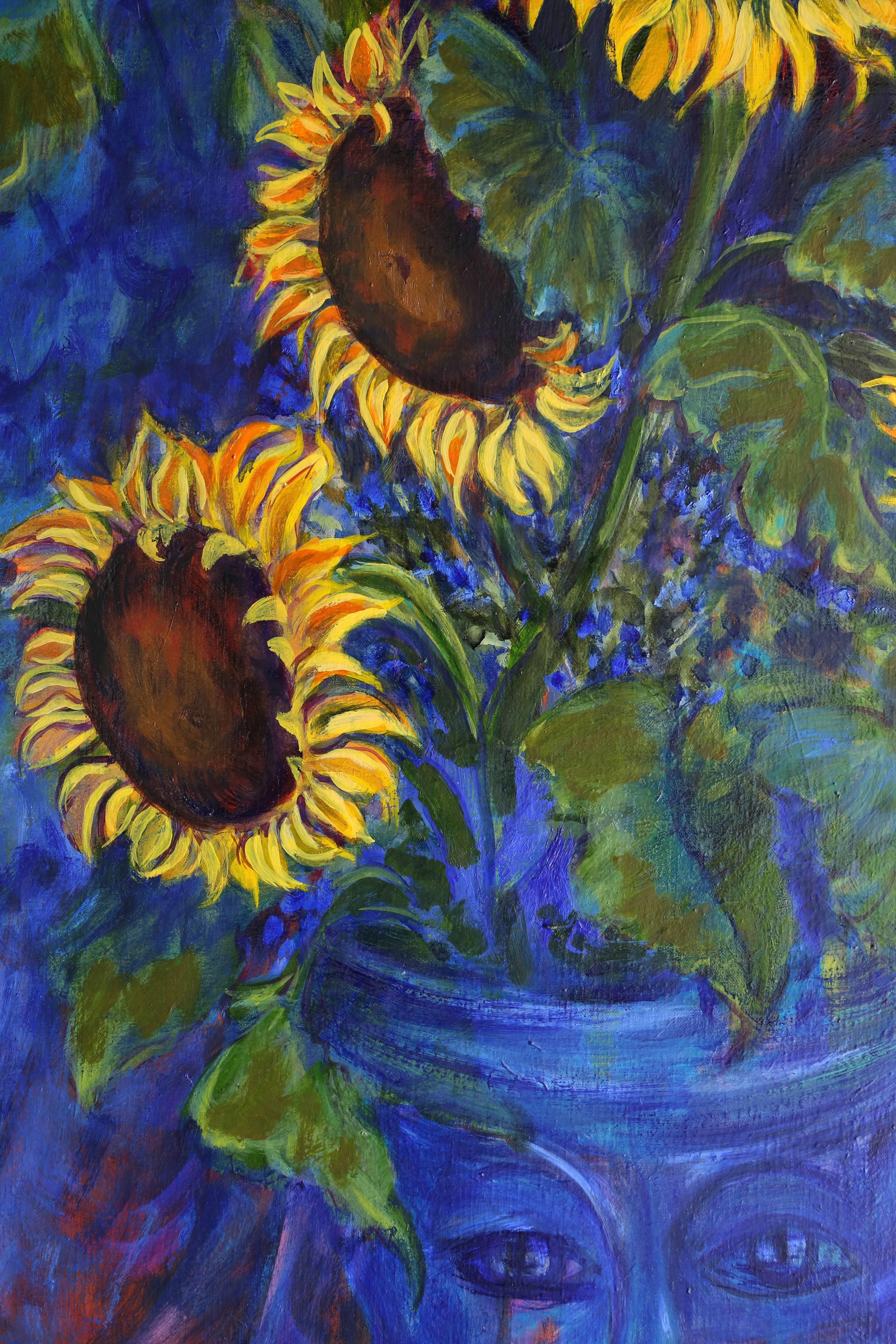 Sunflowers - Expressionist Painting by Evelyne Ballestra