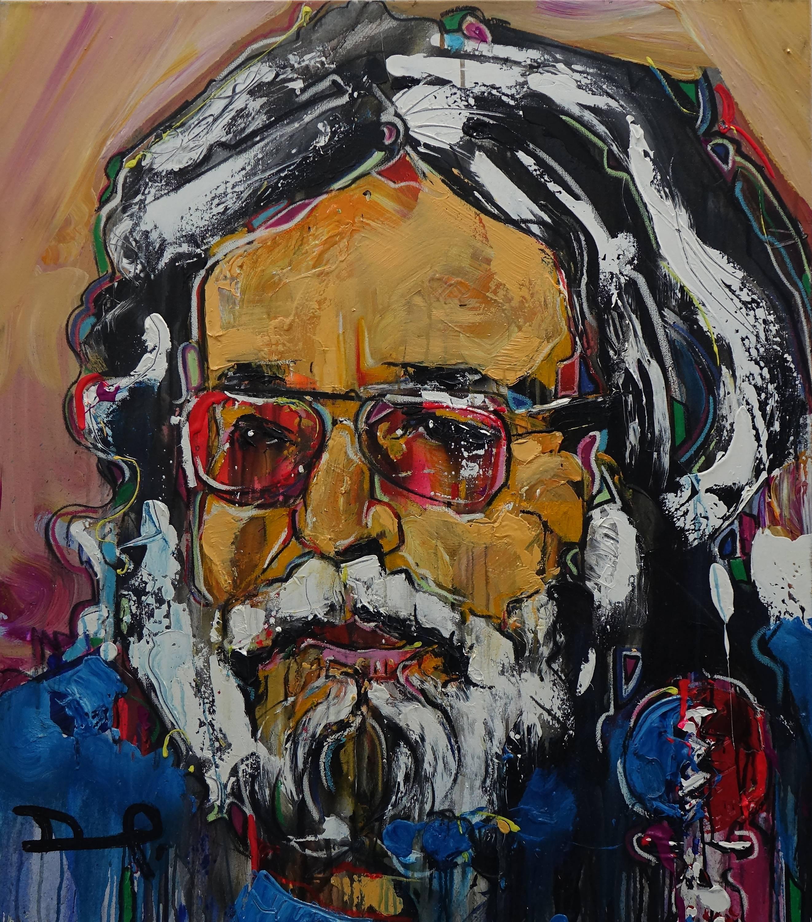 Jerry- Figurative Painting (Jerry Garcia) - Mixed Media Art by David Banegas