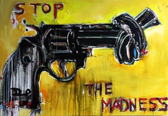 Stop alla follia giallo e nero, tecnica mista