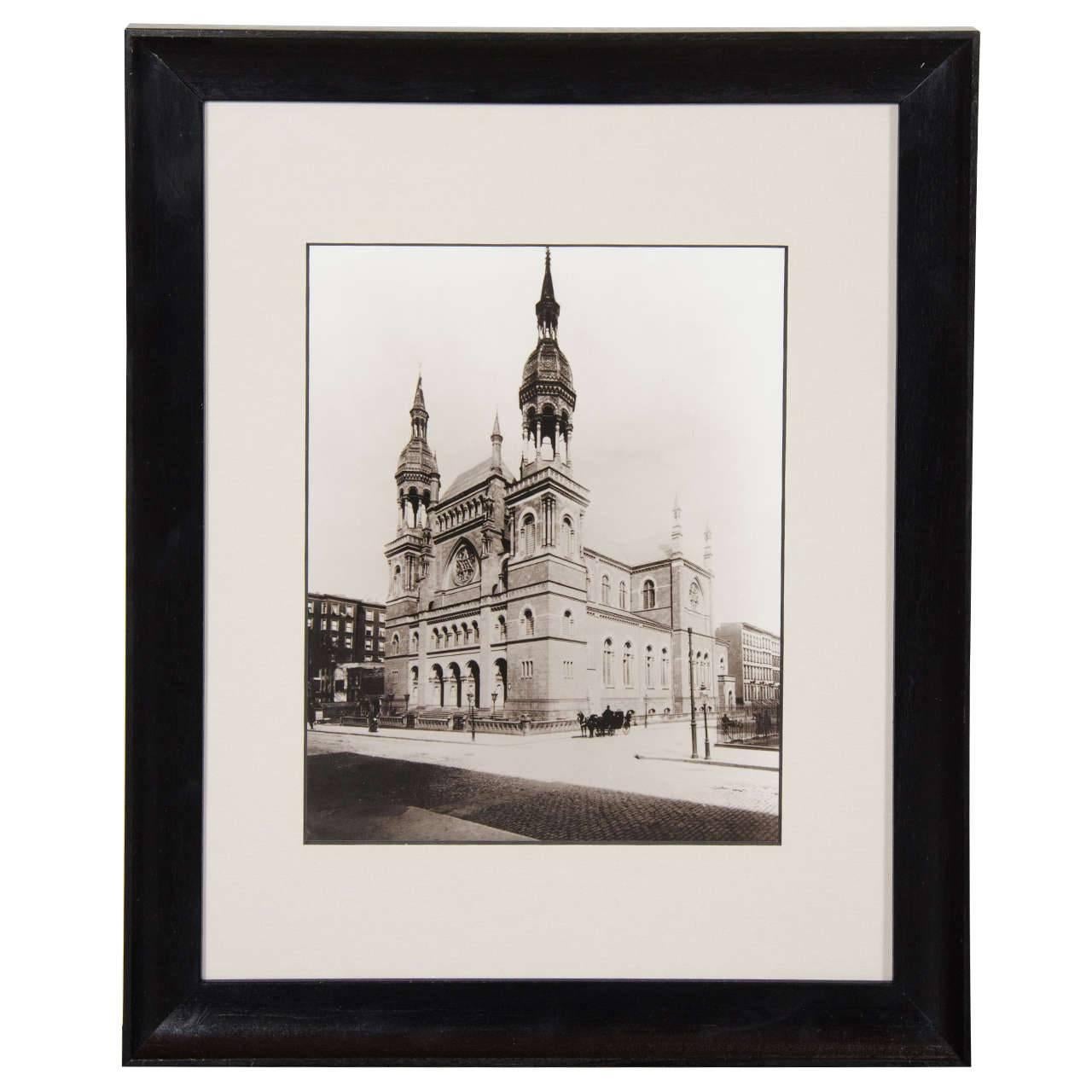 Unknown Landscape Photograph - Vintage Black and White Photograph of "Temple Emanu-El"in New York City