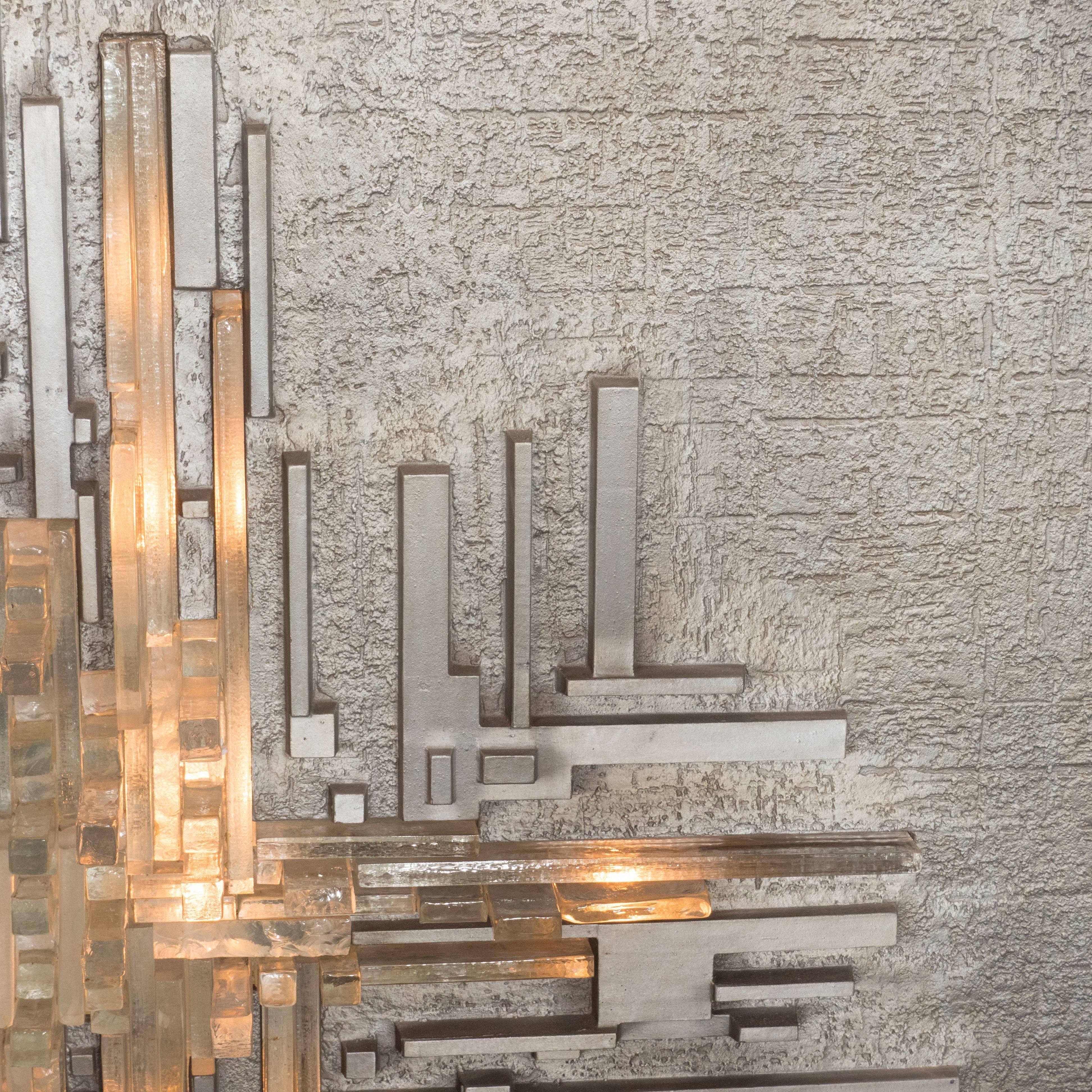 Monumental Poliarte Aluminum and Handblown Murano Glass Wall Sculpture 4