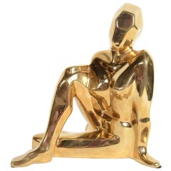 Sculpture de femme cintrée en céramique plaquée or:: de style moderne du milieu du siècle dernier:: par Jaru