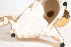 Mid-Century Modernist Ceramic Gold-Plated Crouching Woman Sculpture by Jaru