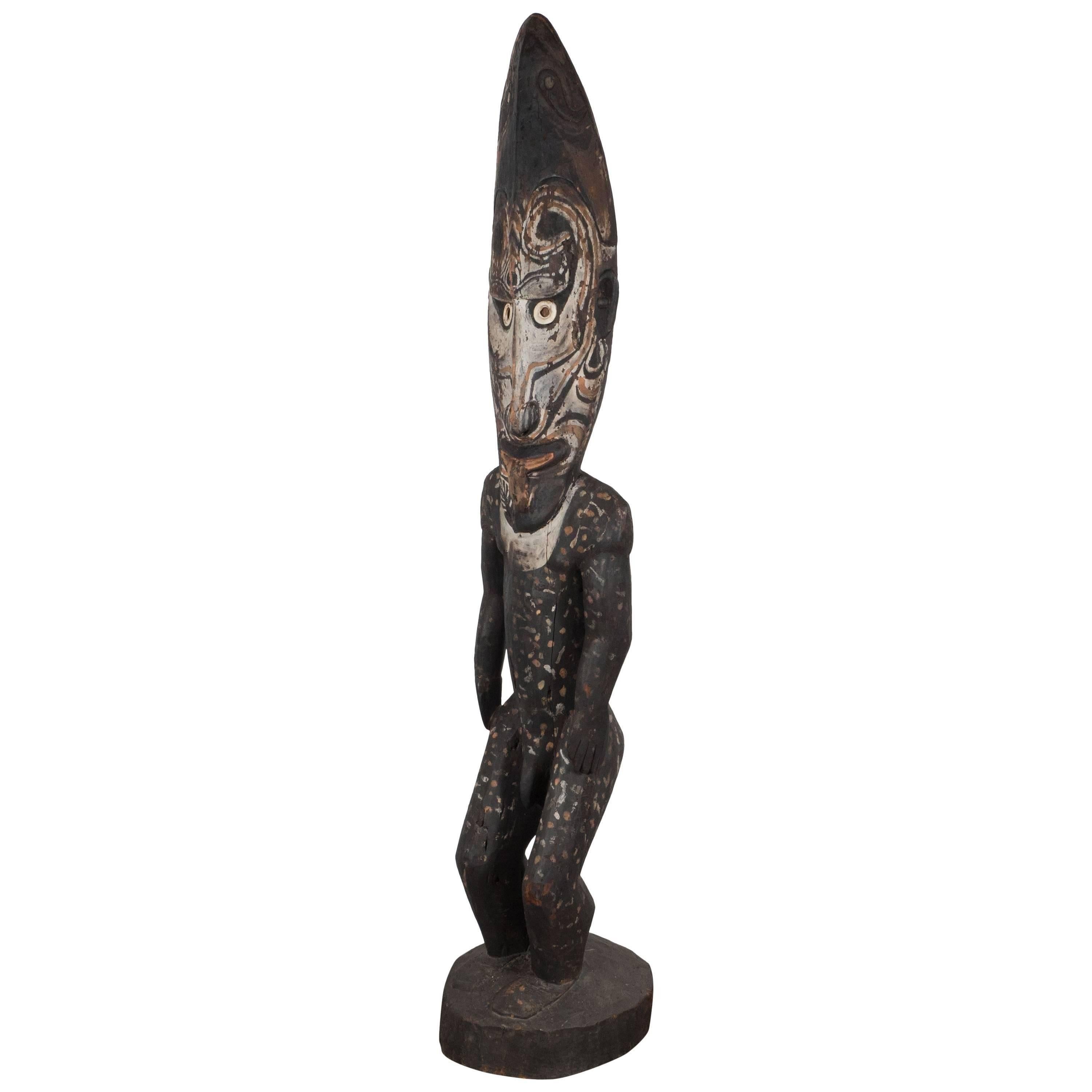 Unknown Figurative Sculpture - Large Carved and Painted Wood Spirit Figure Papua New Guinea, Late 19th Century