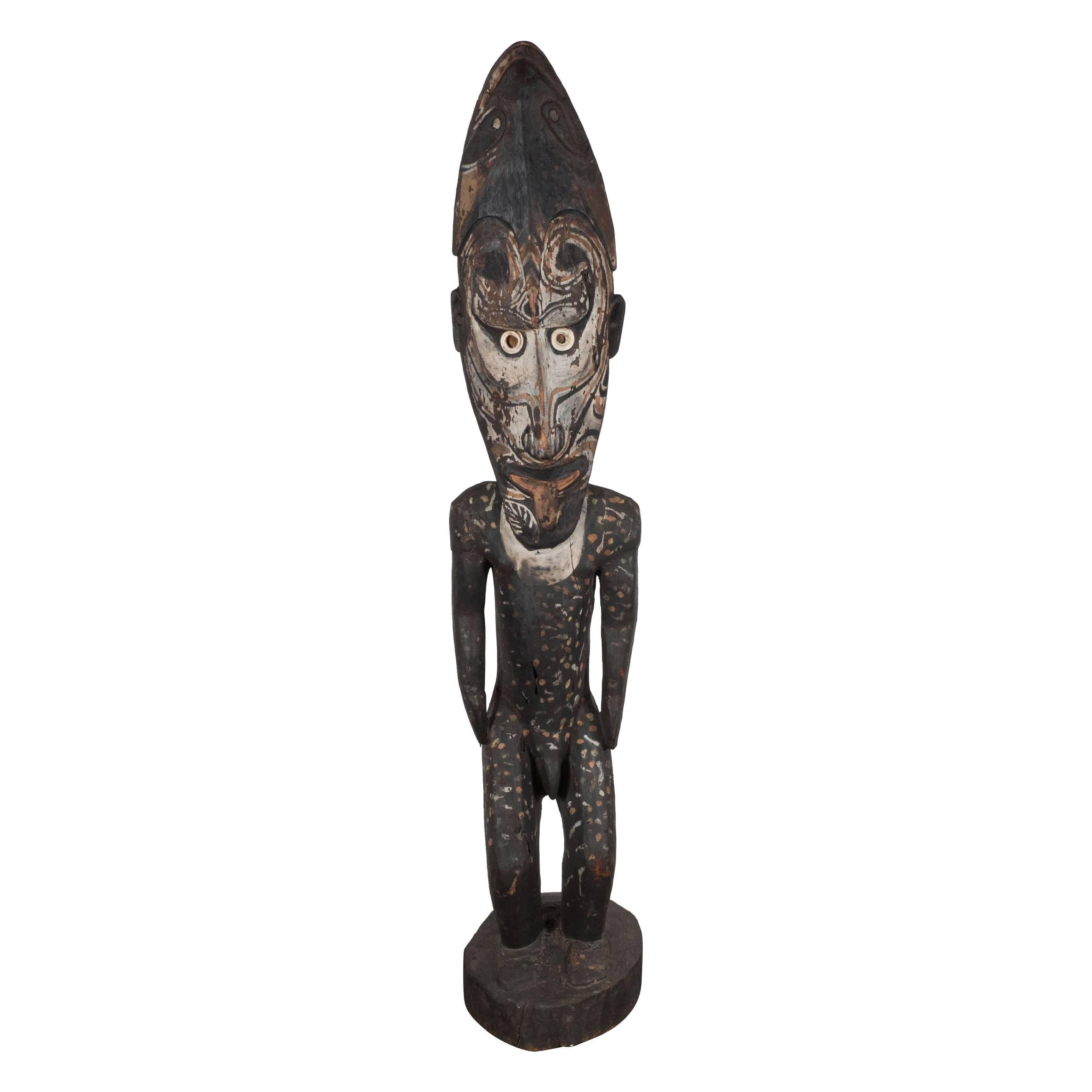Large Carved and Painted Wood Spirit Figure Papua New Guinea, Late 19th Century - Sculpture by Unknown