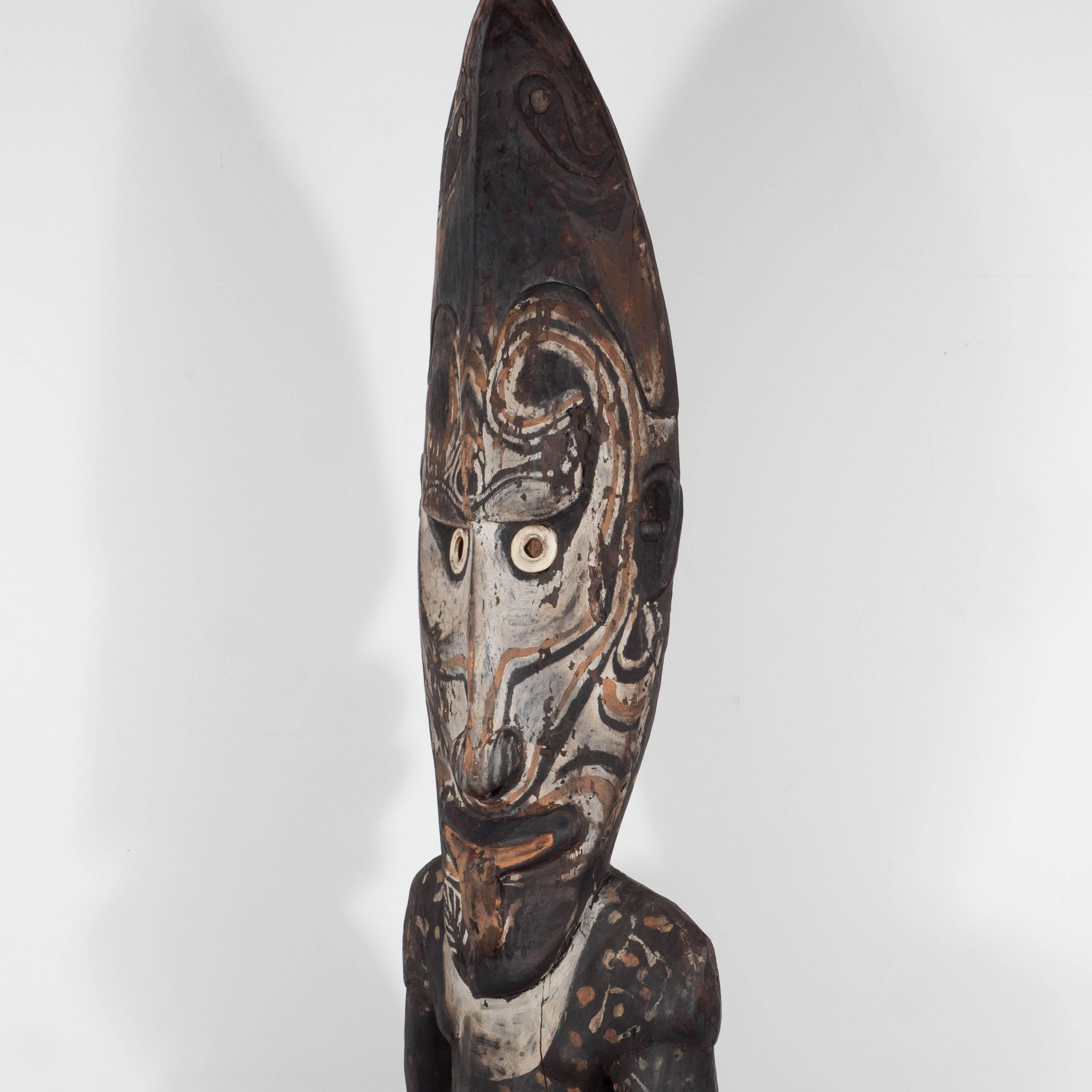 Large Carved and Painted Wood Spirit Figure Papua New Guinea, Late 19th Century - Brown Figurative Sculpture by Unknown