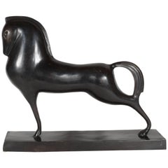 Elegant Mid-Century Modernist Bronze Etruscan Horse Sculpture