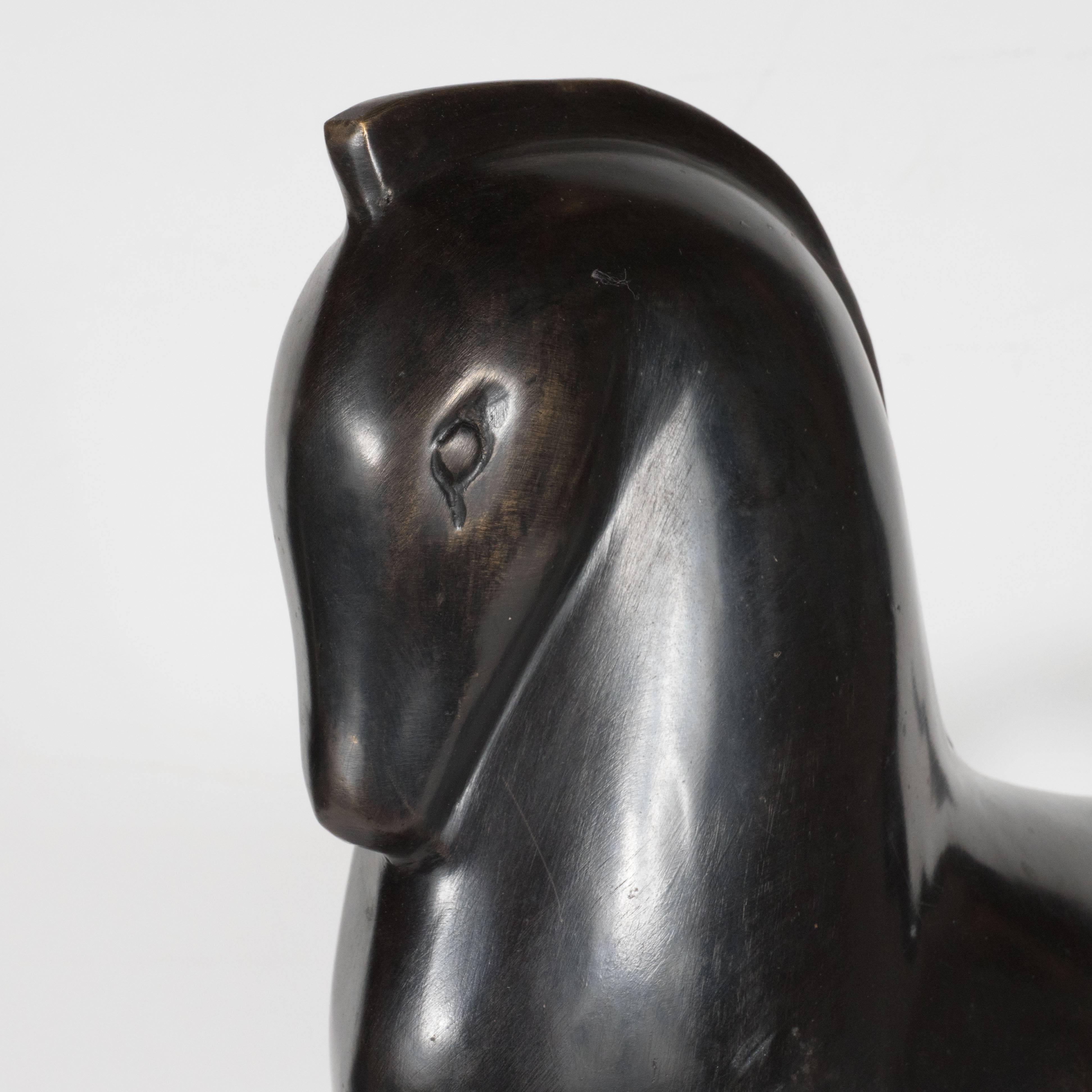 Elegant Mid-Century Modernist Bronze Etruscan Horse Sculpture 3