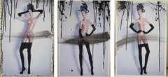 Nude Girl's Head, Hips, and Waist with Plastic and Tights Triptych