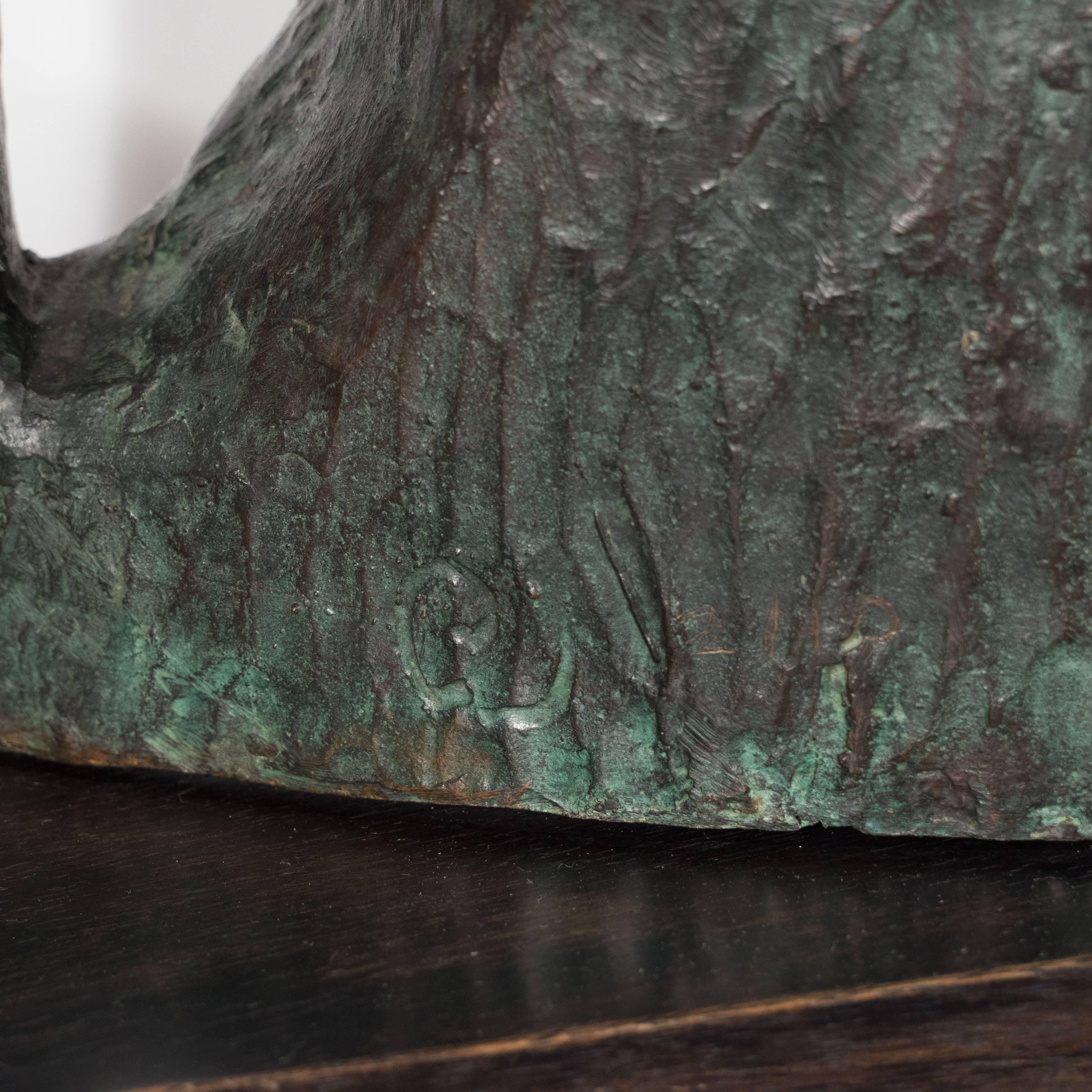 Signed Mid Century Modern Large Scale Patinated Bronze Sculpture  6