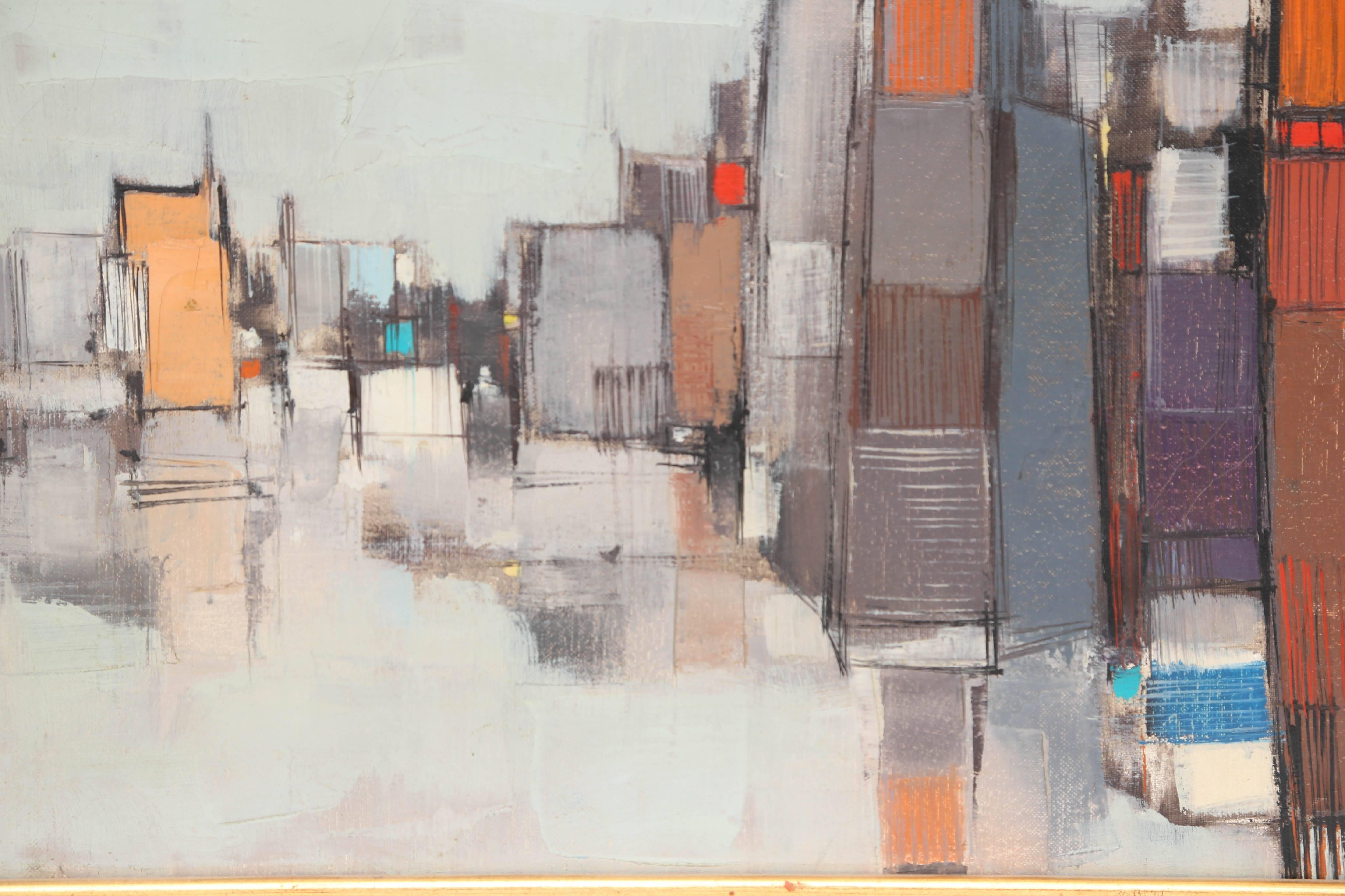 One Block North - Three Blocks East - Brown Abstract Painting by Max Gunther