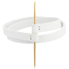 JvdF White Leather and Yellow Gold Toothpick Napkin Holder