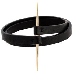 JvdF Black Leather and Yellow Gold Toothpick Napkin Holder
