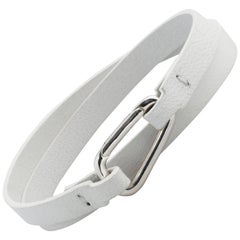 JvdF White Leather and Sterling Silver Carabiner Clasp Bracelet