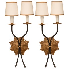 Pair of Gilt Iron Sconces