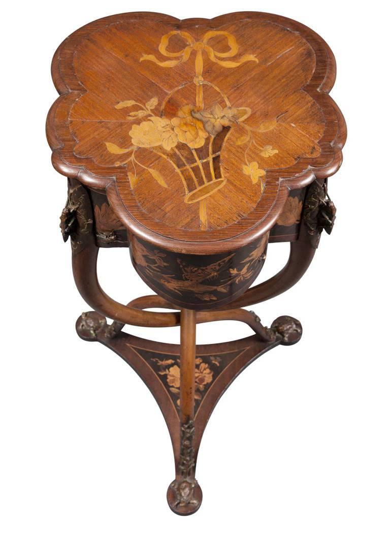 Rare French Art Nouveau Marquetry Table by Charles Guillaume Diehl, circa 1878 5