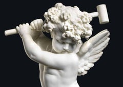 Charles Adrien Prosper D'epinay, French "Implacable Putto" Marble Figure