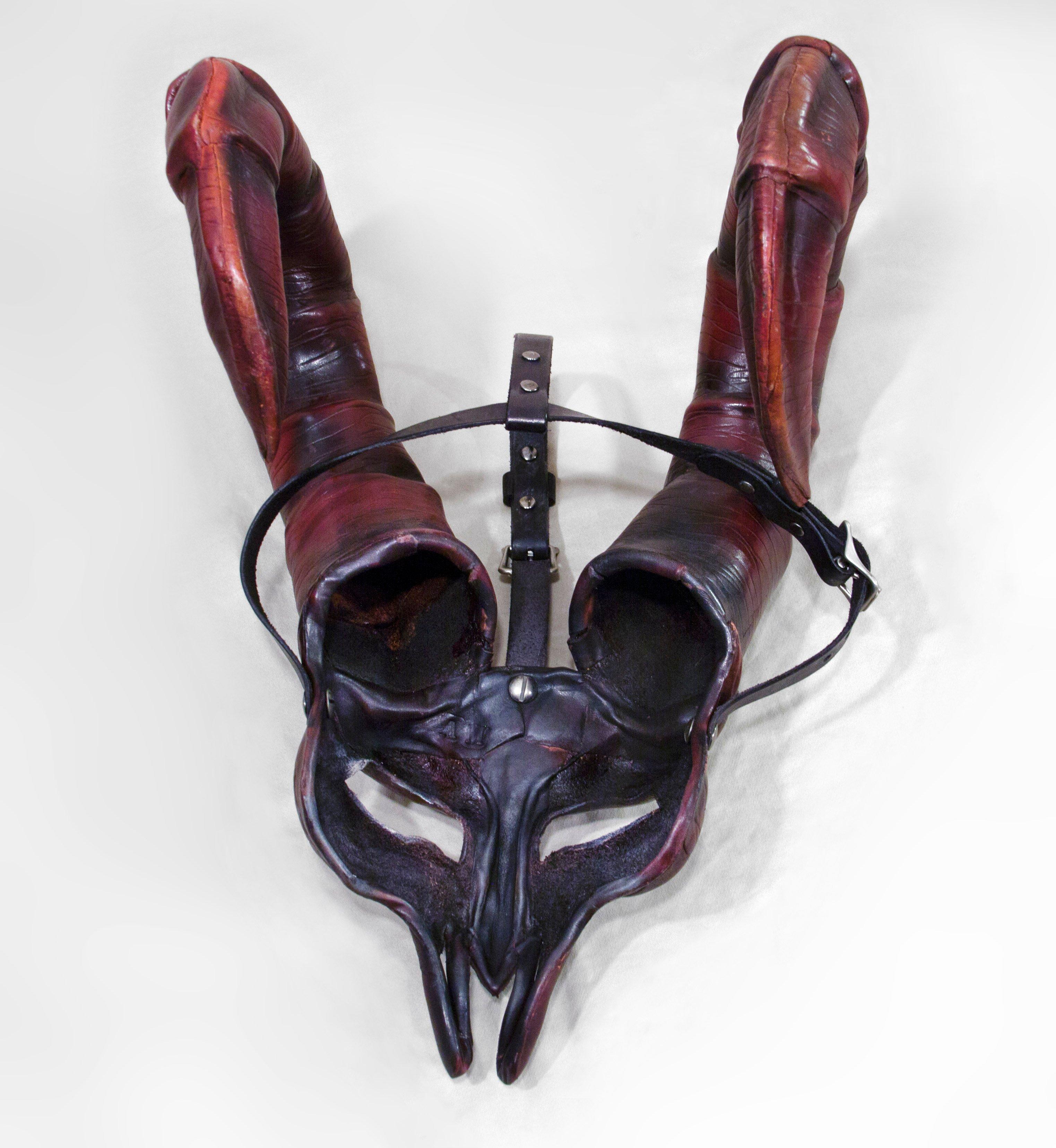 Dark Horned Leather Mask 2