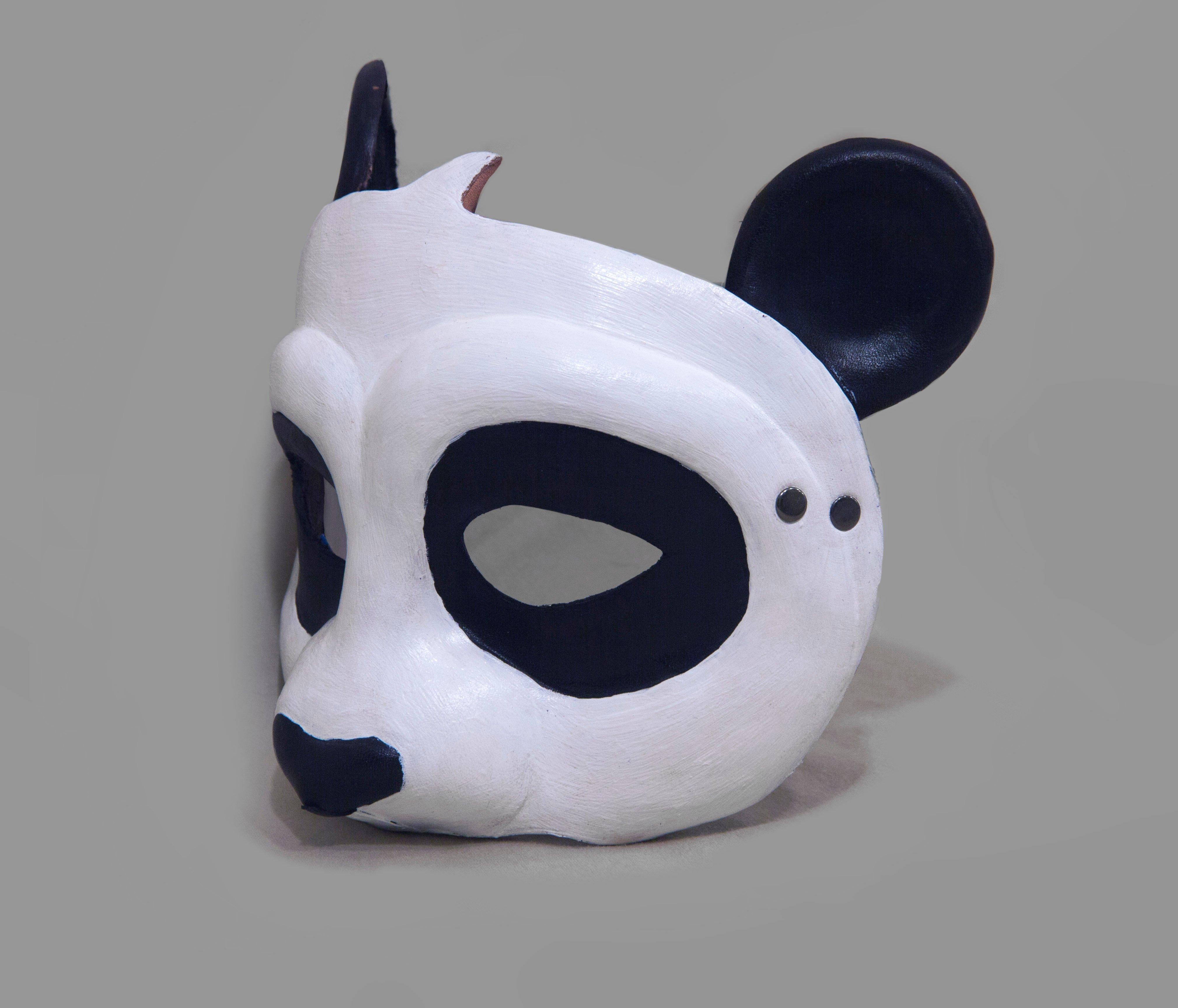 Gray Leather Panda Mask