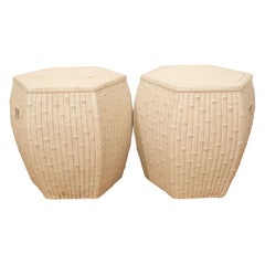 Pair of White Garden Stools