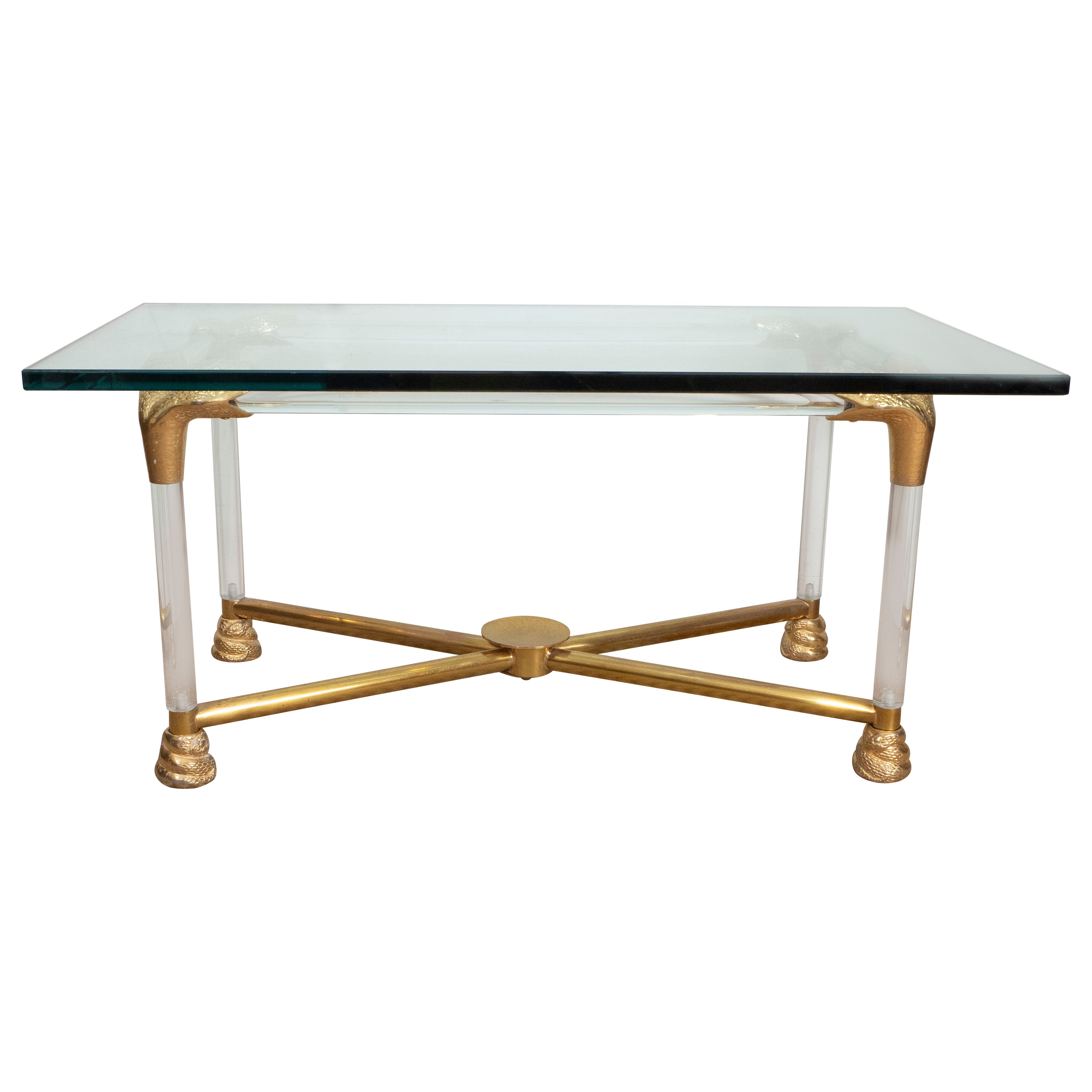 Maya Geometric Brass and Glass Cocktail Table For Sale at 1stDibs