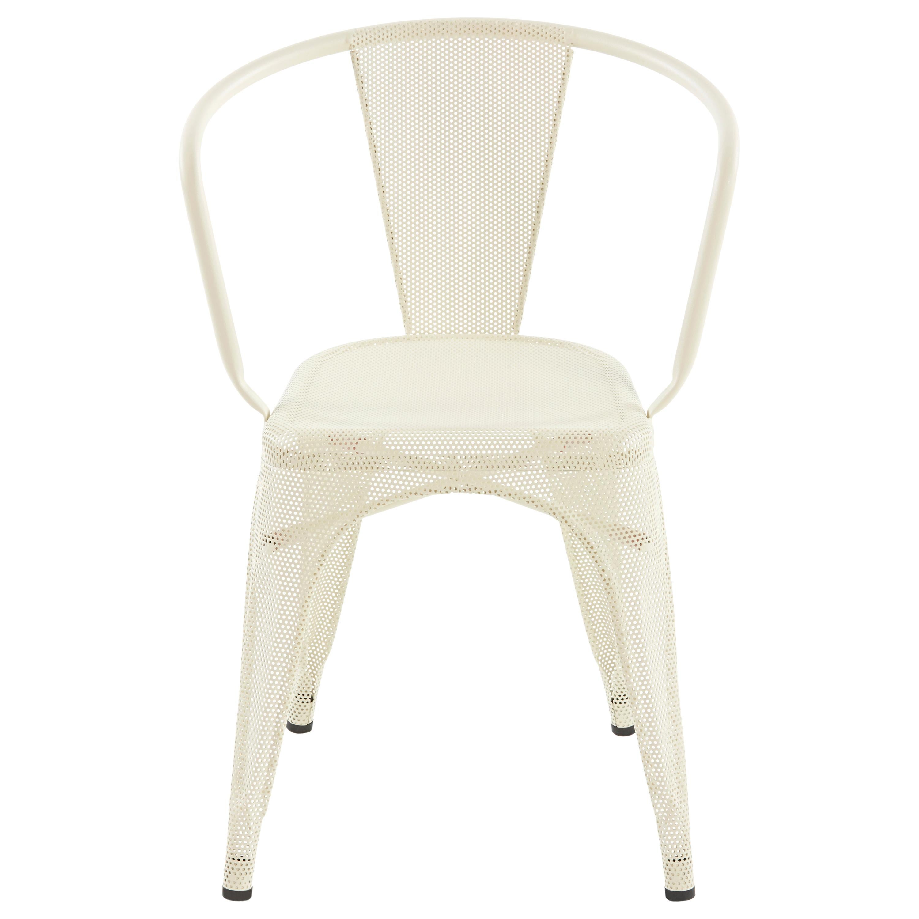 For Sale: White (Ivoire) A56 Perforated Armchair in Essential Colors by Jean Pauchard & Tolix