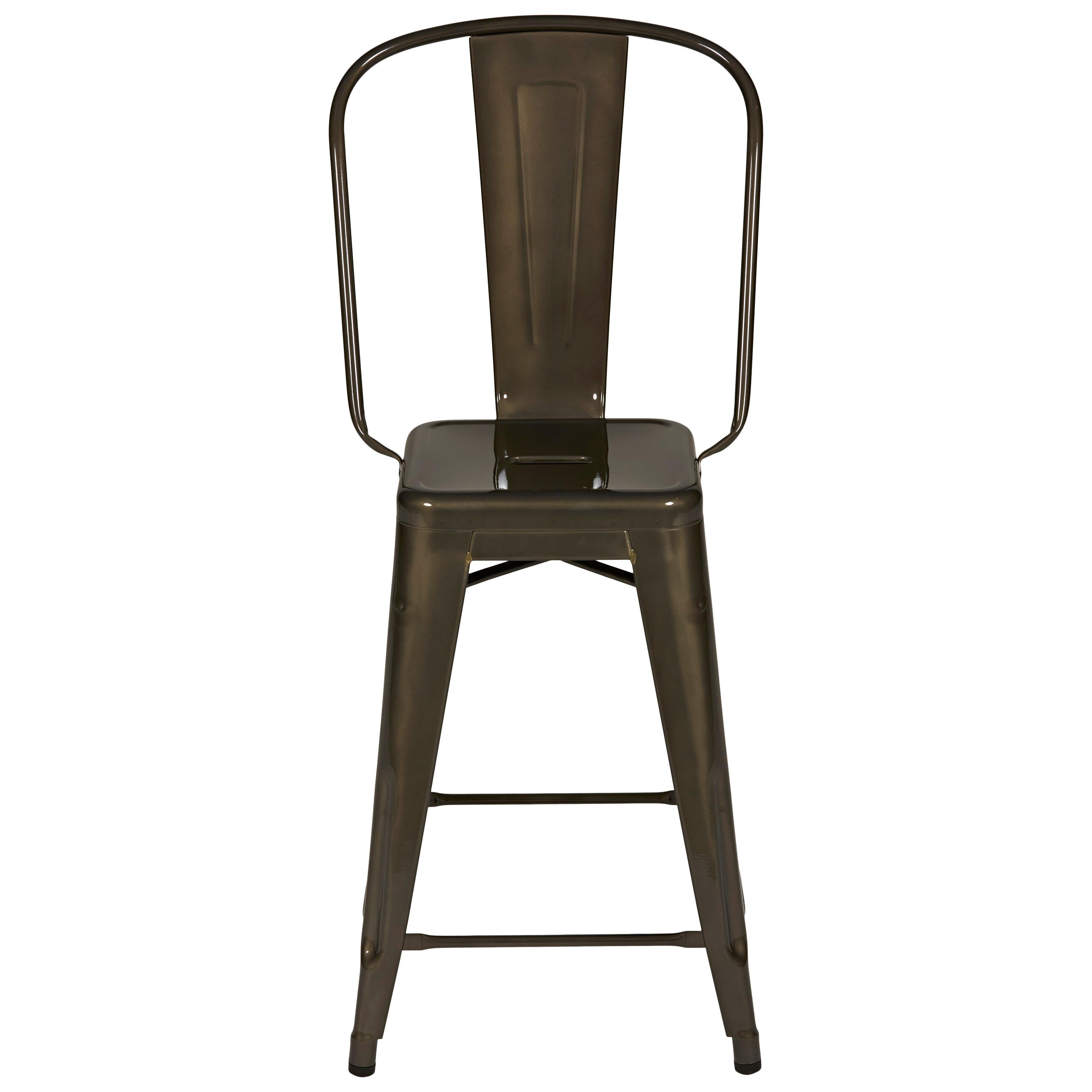 For Sale: Gray (Vernis Gris Lasure) HGD Stool 60 with High Back in Essential Colors by Tolix