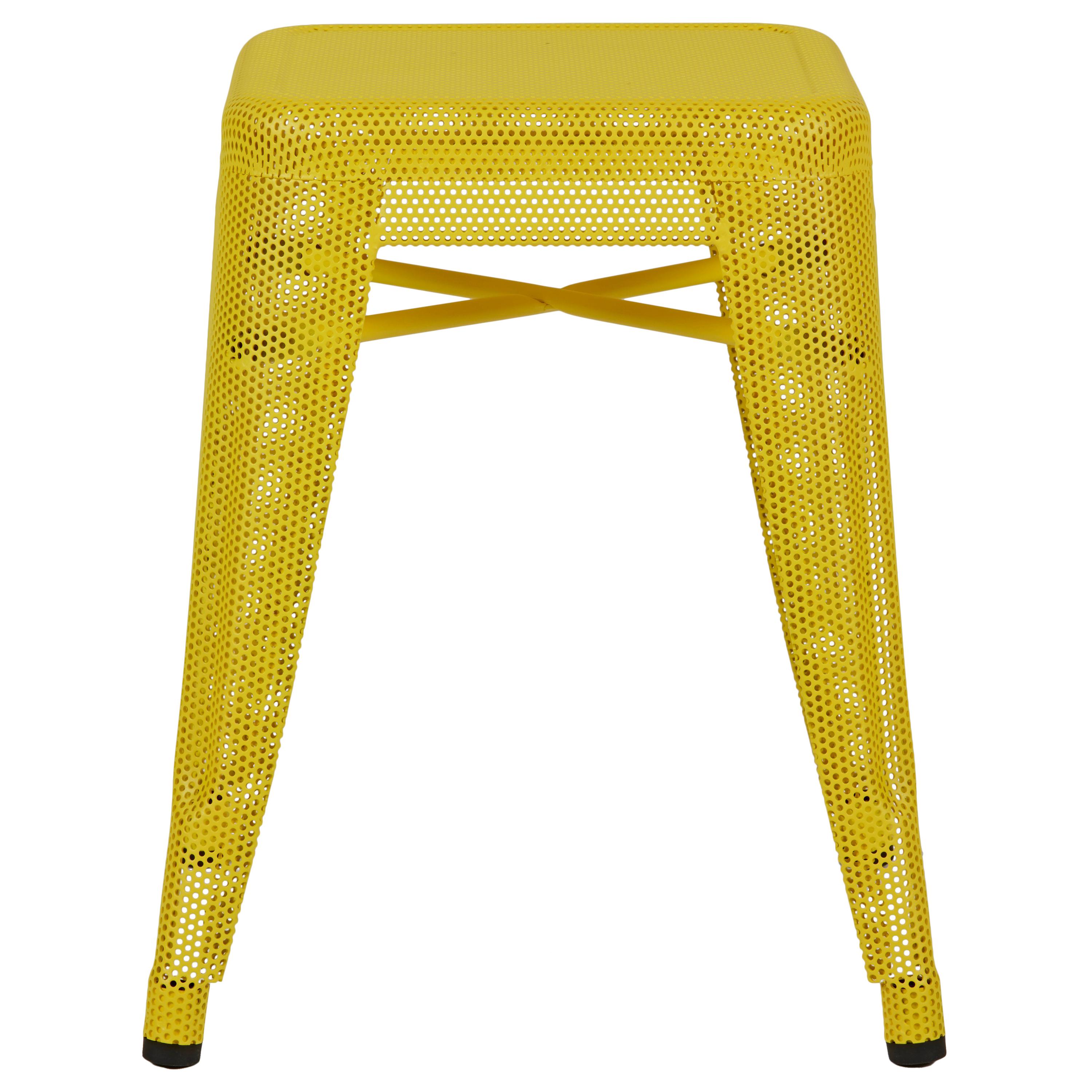 For Sale: Yellow (Citron) H Stool 45 Perforated in Essential Colors by Chantal Andriot and Tolix