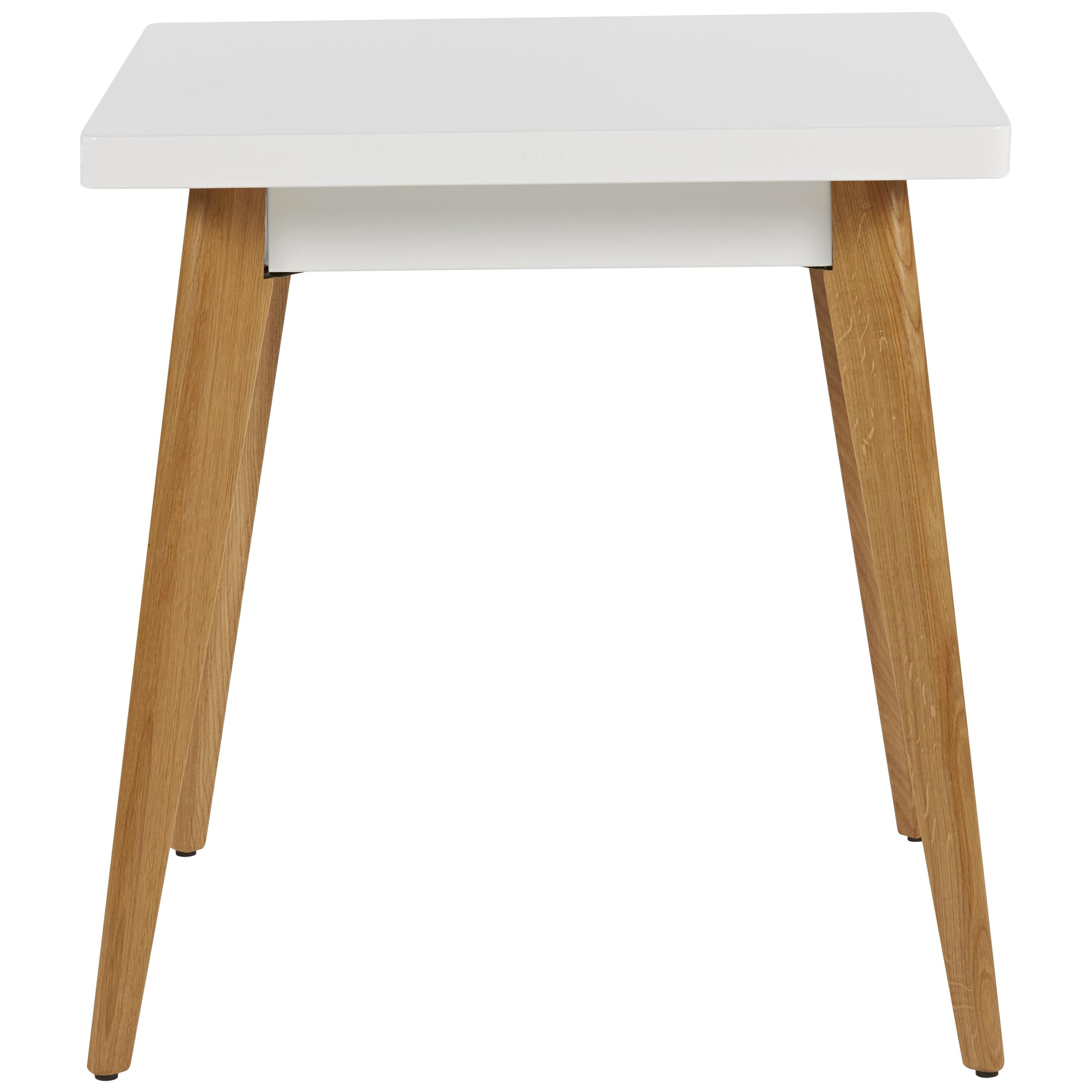 For Sale: White (Blanc) 55 Square Side Table with Wood Leg 70x70 by Jean Pauchard & Tolix