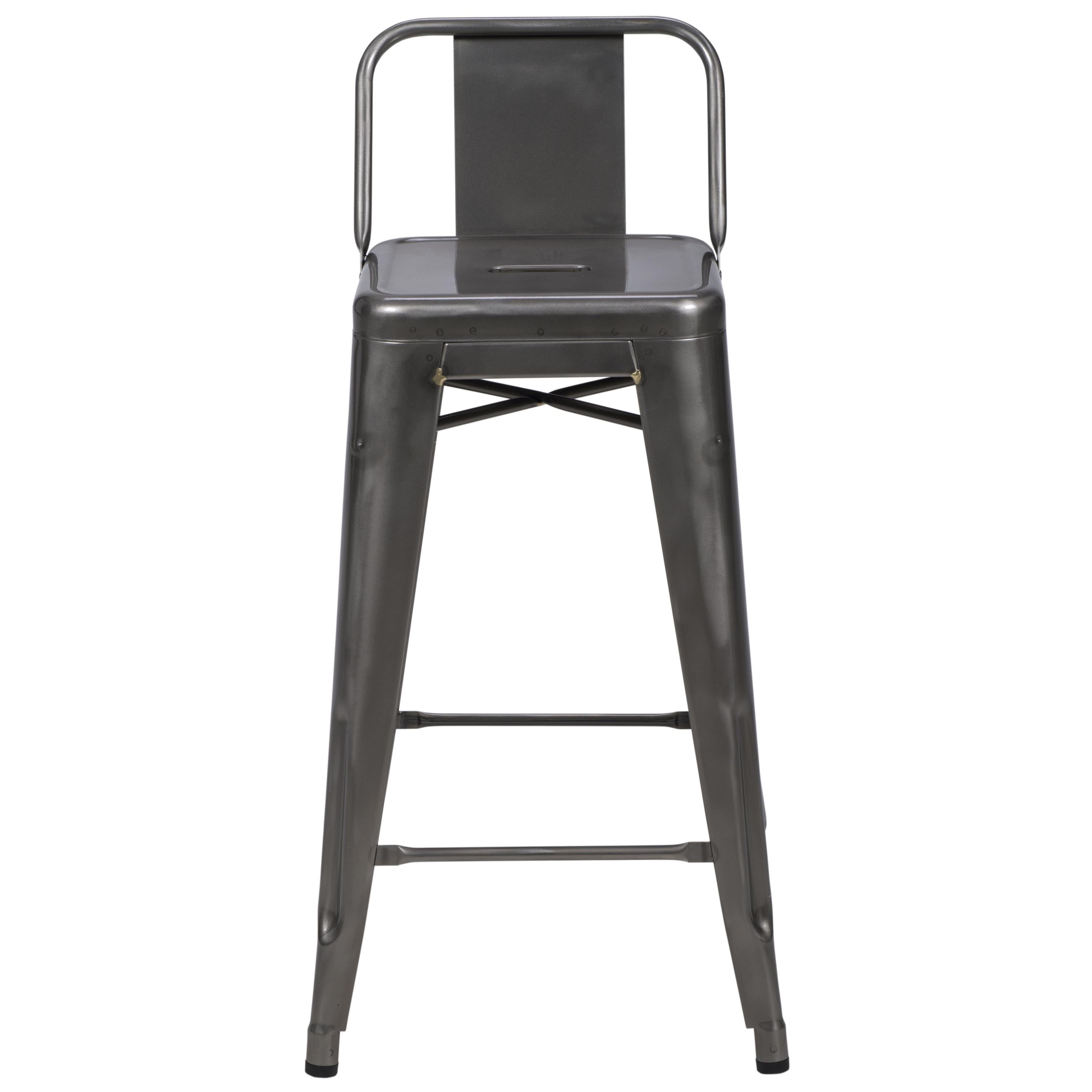 For Sale: Gray (Vernis Brilliant) HPD Stool 65 with Low Back in Essential Colors by Tolix