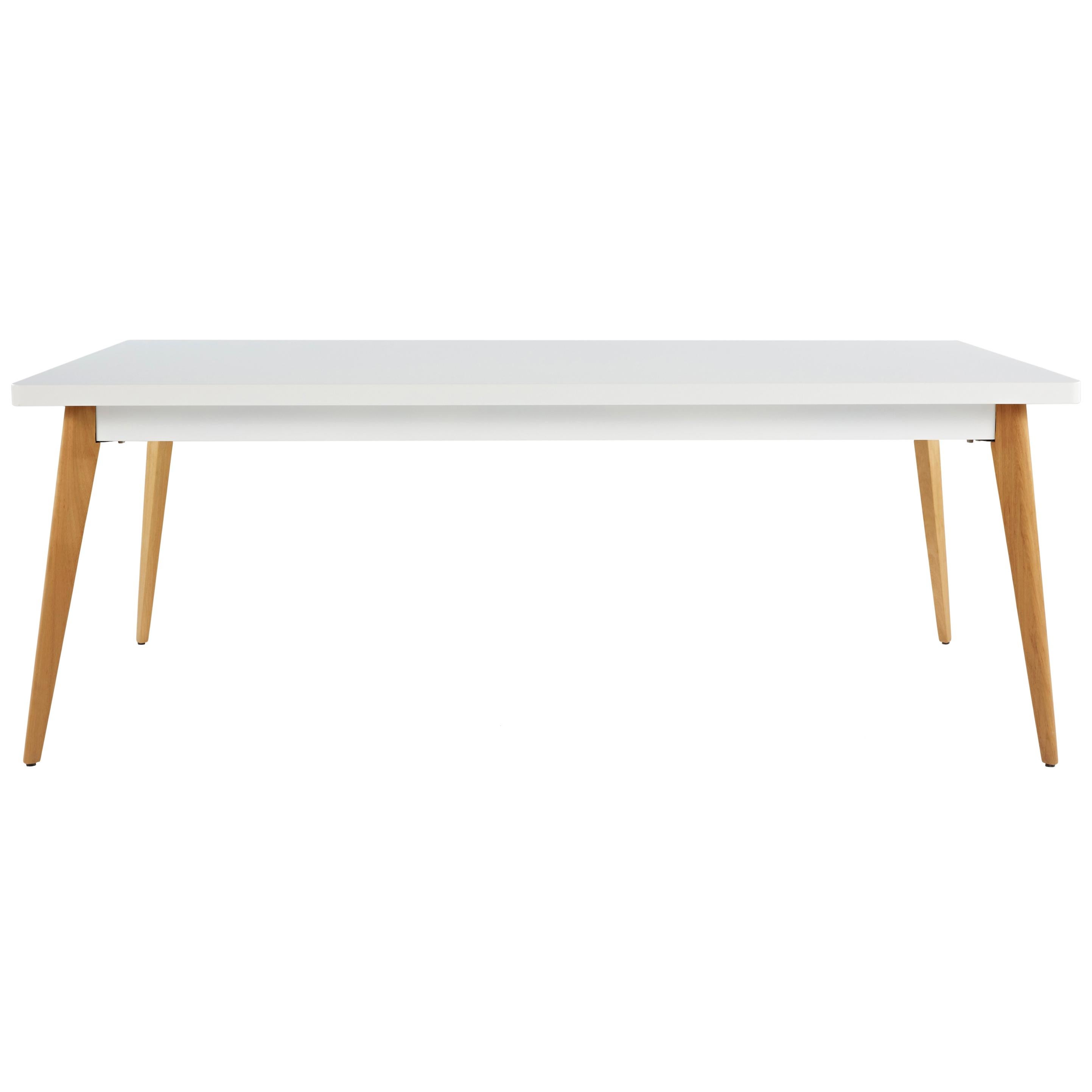 For Sale: White (Blanc) 55 Table 95x200 with Wood Legs in Essential Colors by Jean Pauchard & Tolix