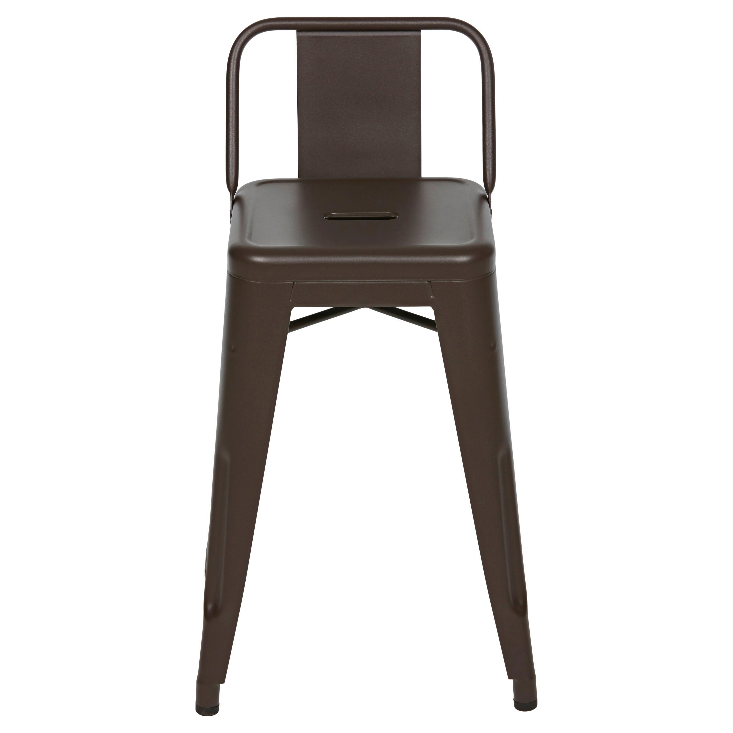 For Sale: Brown (Chocolat Noir) HPD Stool 55 with Low Back in Pop Colors by Tolix