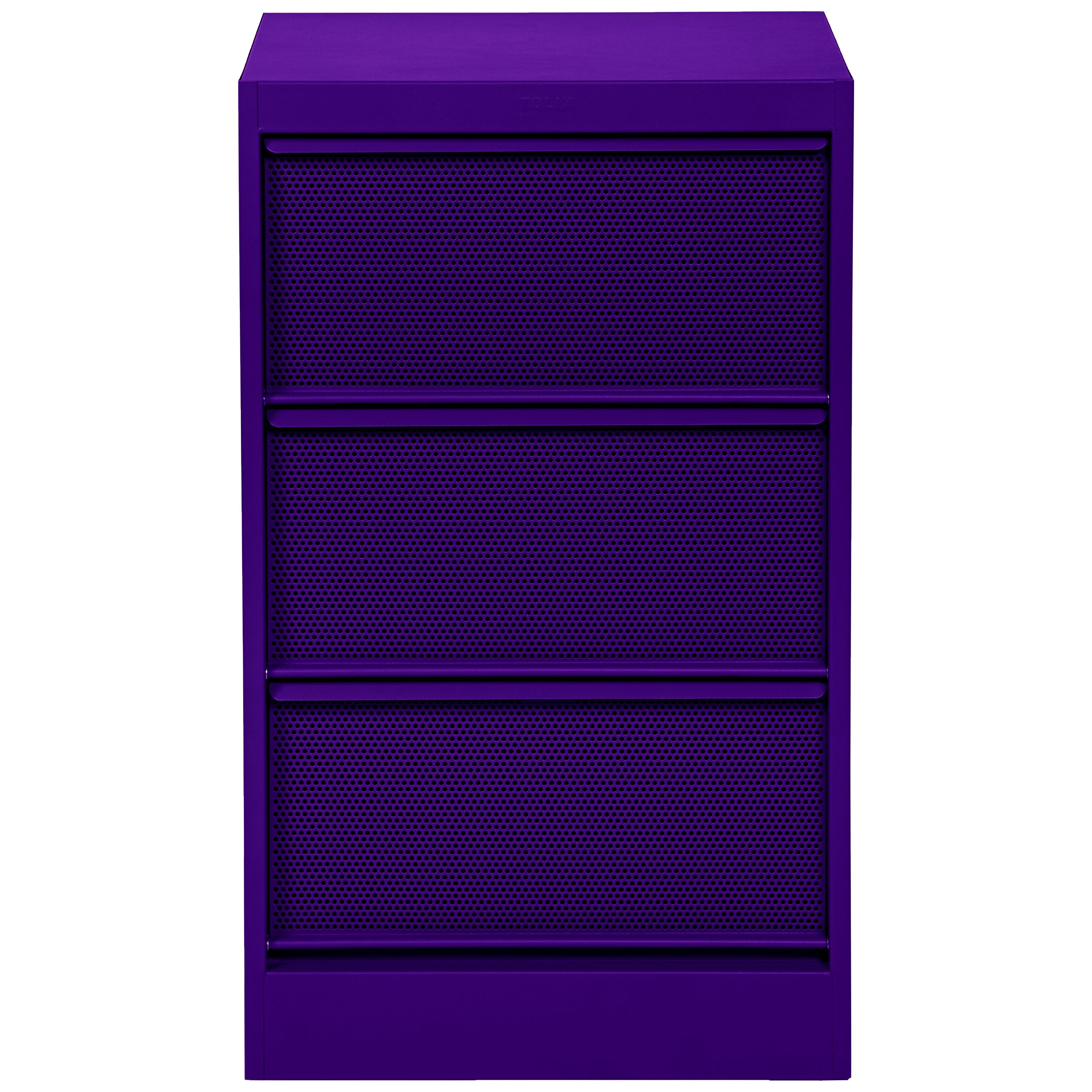 For Sale: Purple (Aubergine) CC3 Perforated Industrial Cabinet in Pop Colors by Xavier Pauchard to