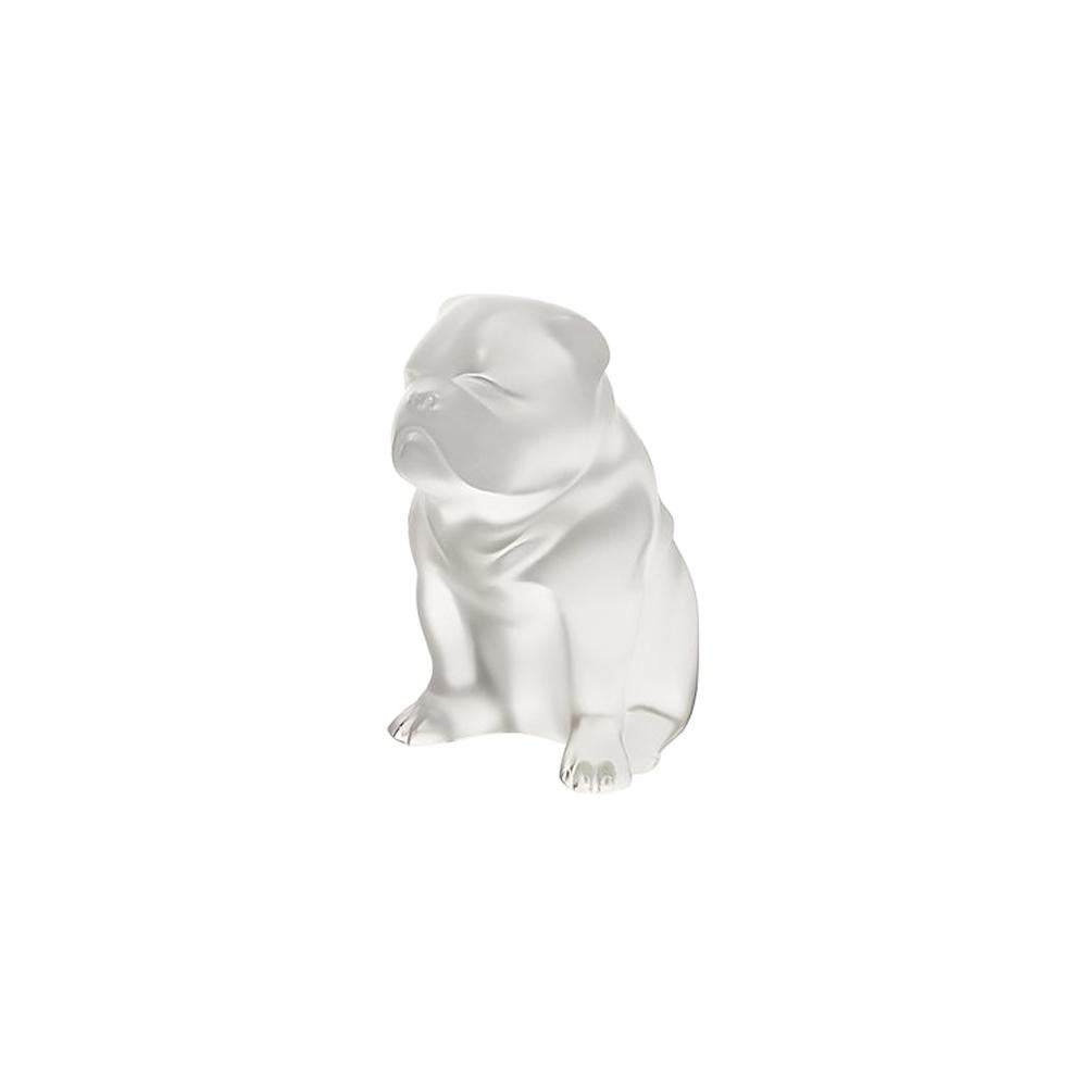 For Sale: Clear Bulldog Sculpture in Crystal Glass by Lalique