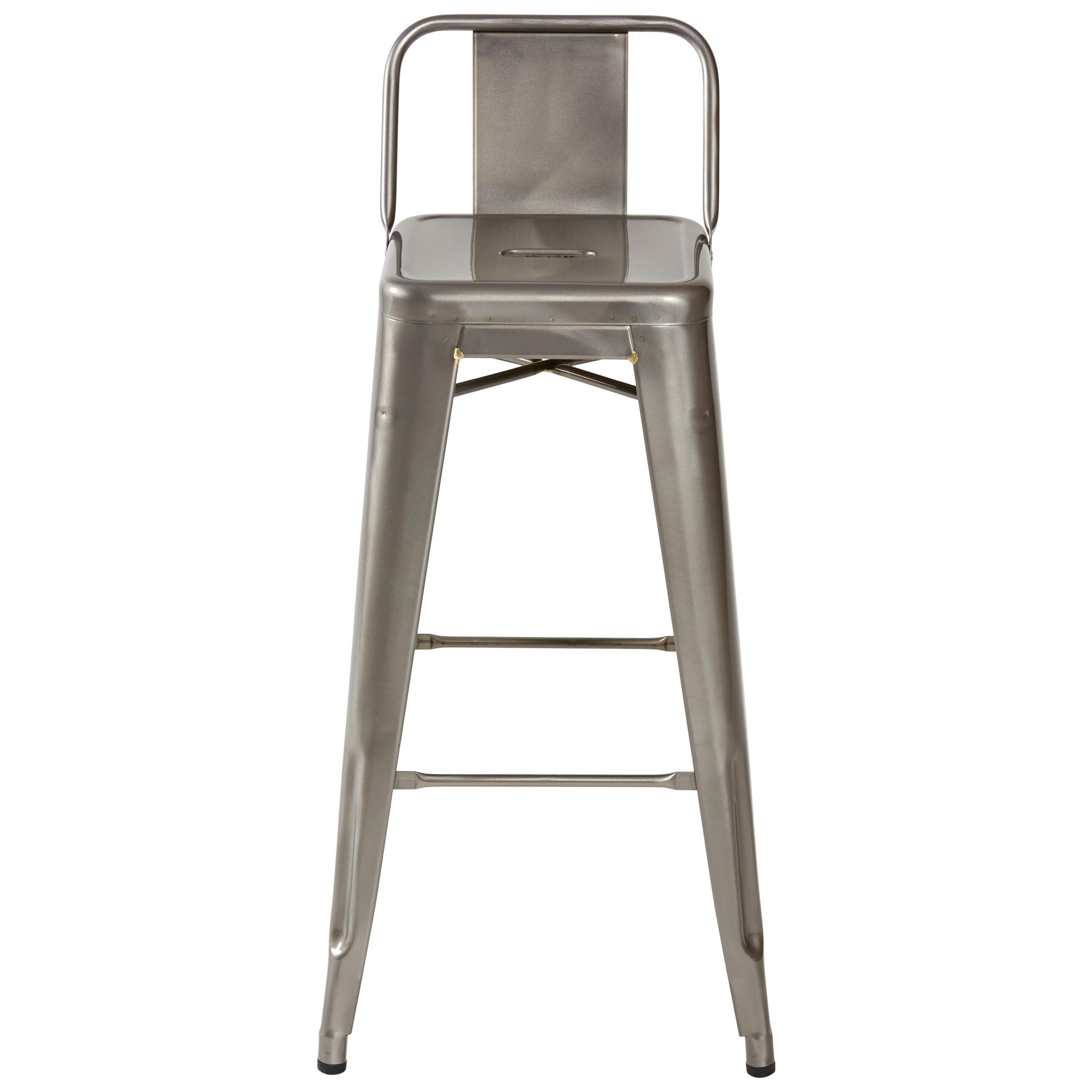 For Sale: Gray (Vernis Brilliant) HPD Stool 75 with Low Back in Essential Colors by Tolix