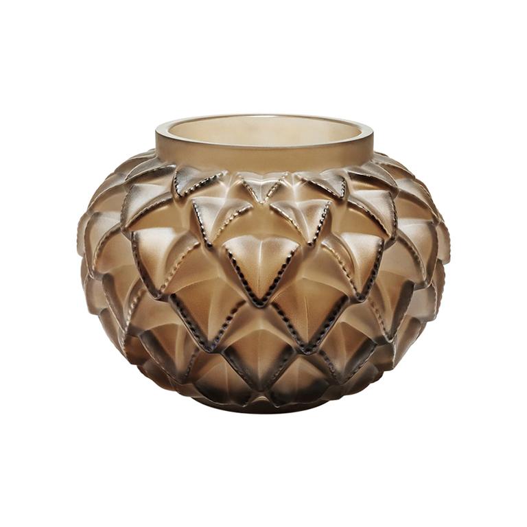 For Sale: Brown (Bronze) Languedoc Vase in Crystal Glass by Lalique