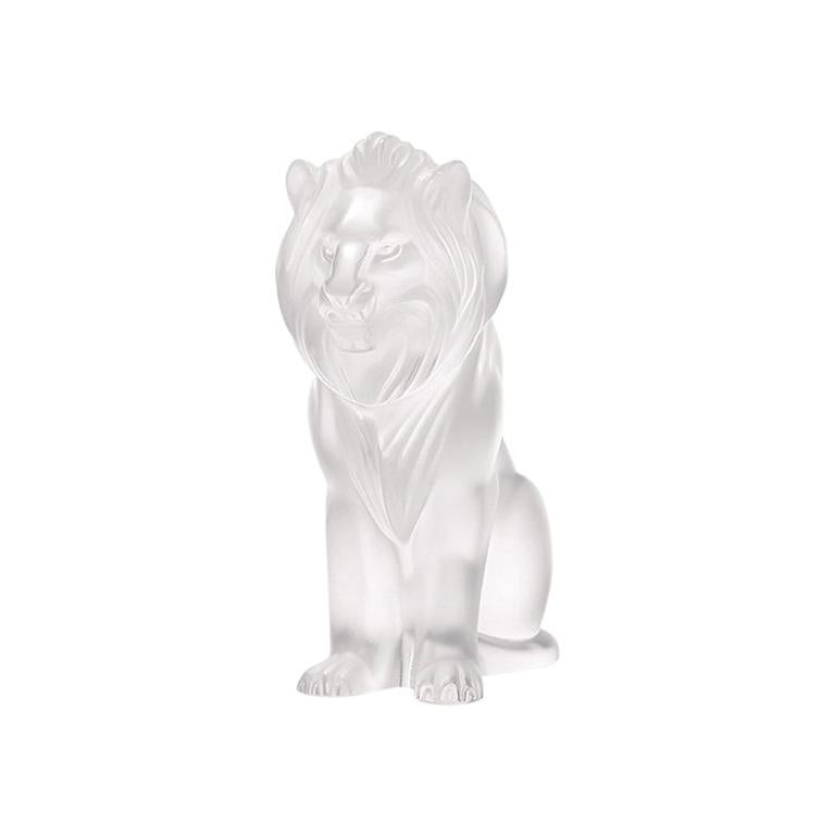 For Sale: Clear Bamara Lion Sculpture in Crystal Glass by Lalique