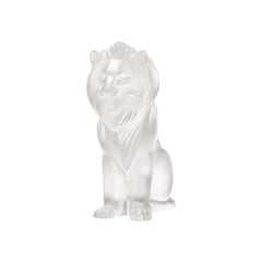 Bamara Lion Sculpture in Crystal Glass by Lalique