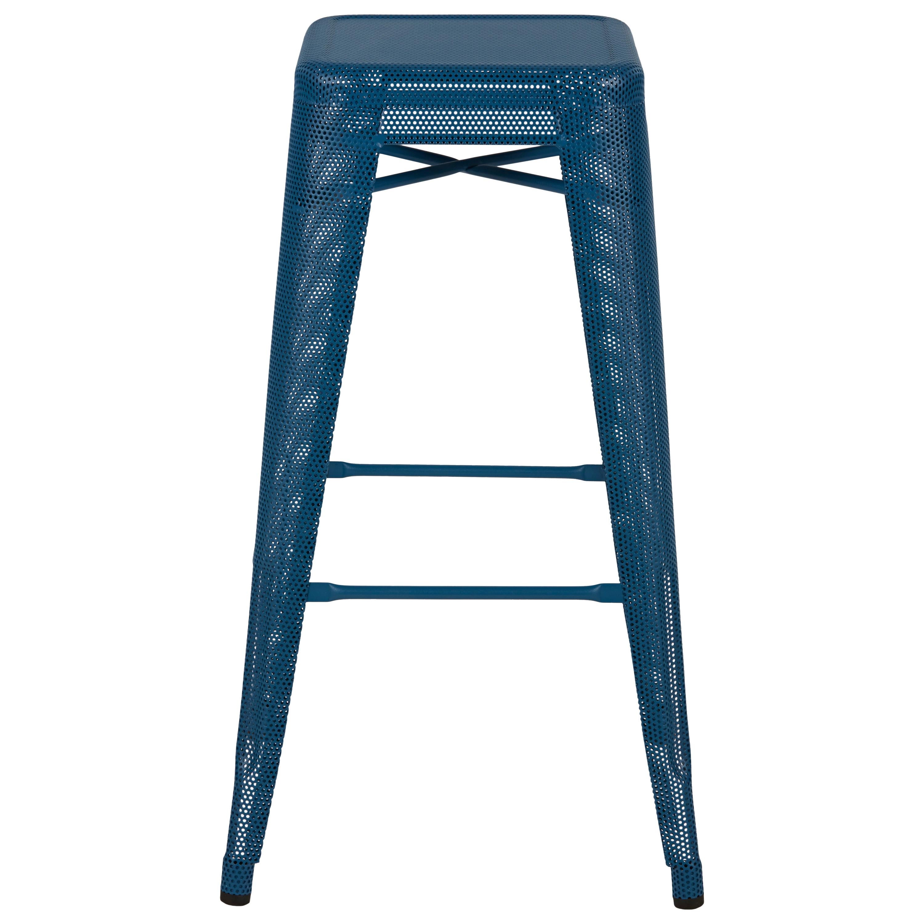 For Sale: Blue (Bleu Ocean) H Stool Perforated 75 in Essential Colors by Chantal Andriot and Tolix