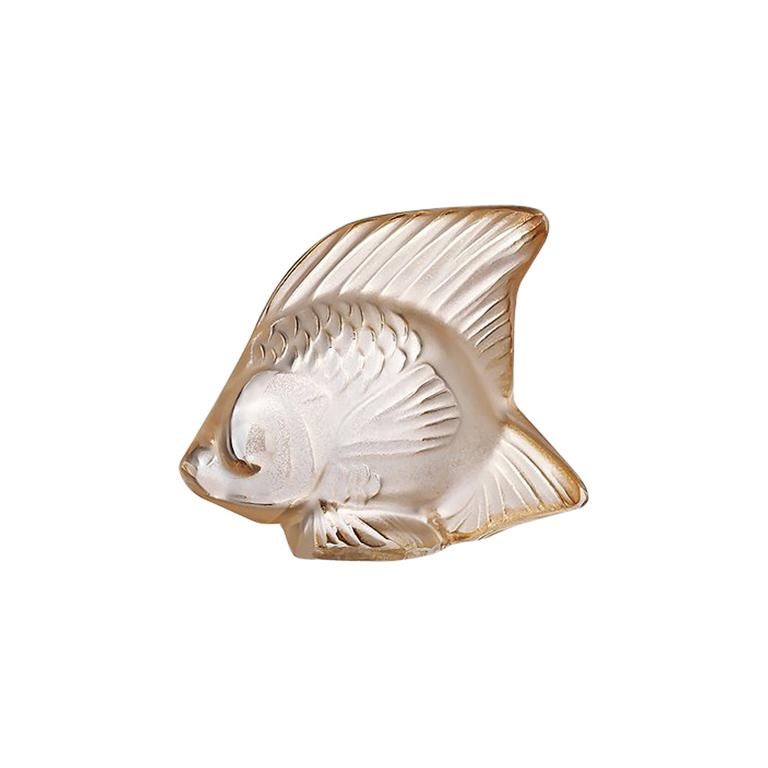 For Sale: Gold (Gold Luster) Fish Sculpture in Crystal Glass Luster by Lalique 2